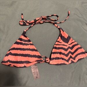 Matte Collection Brown and Black Striped Bikini Top
